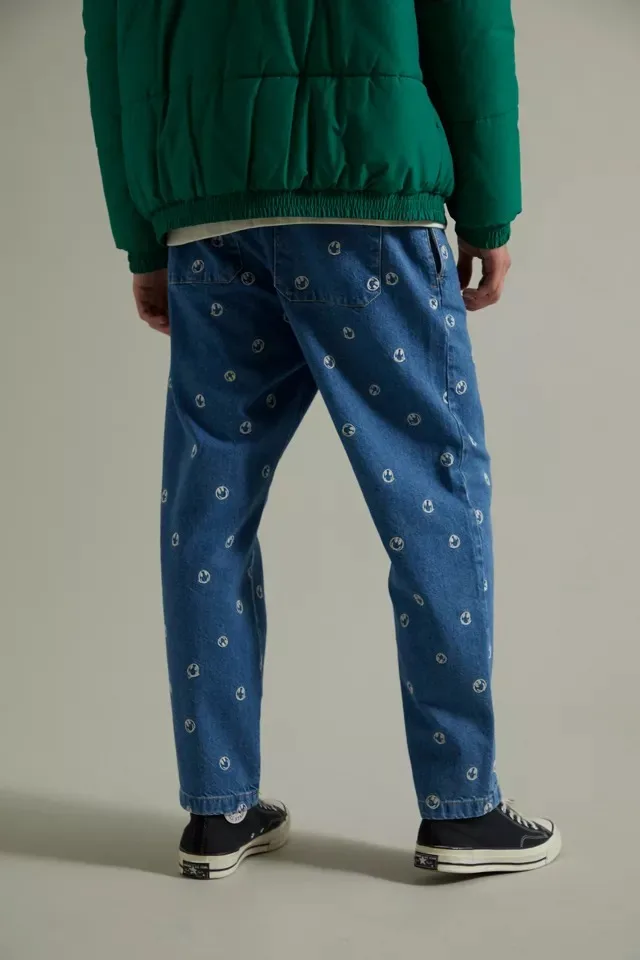 MGOO Custom embroidery men jeans Middle waist straight denim pants