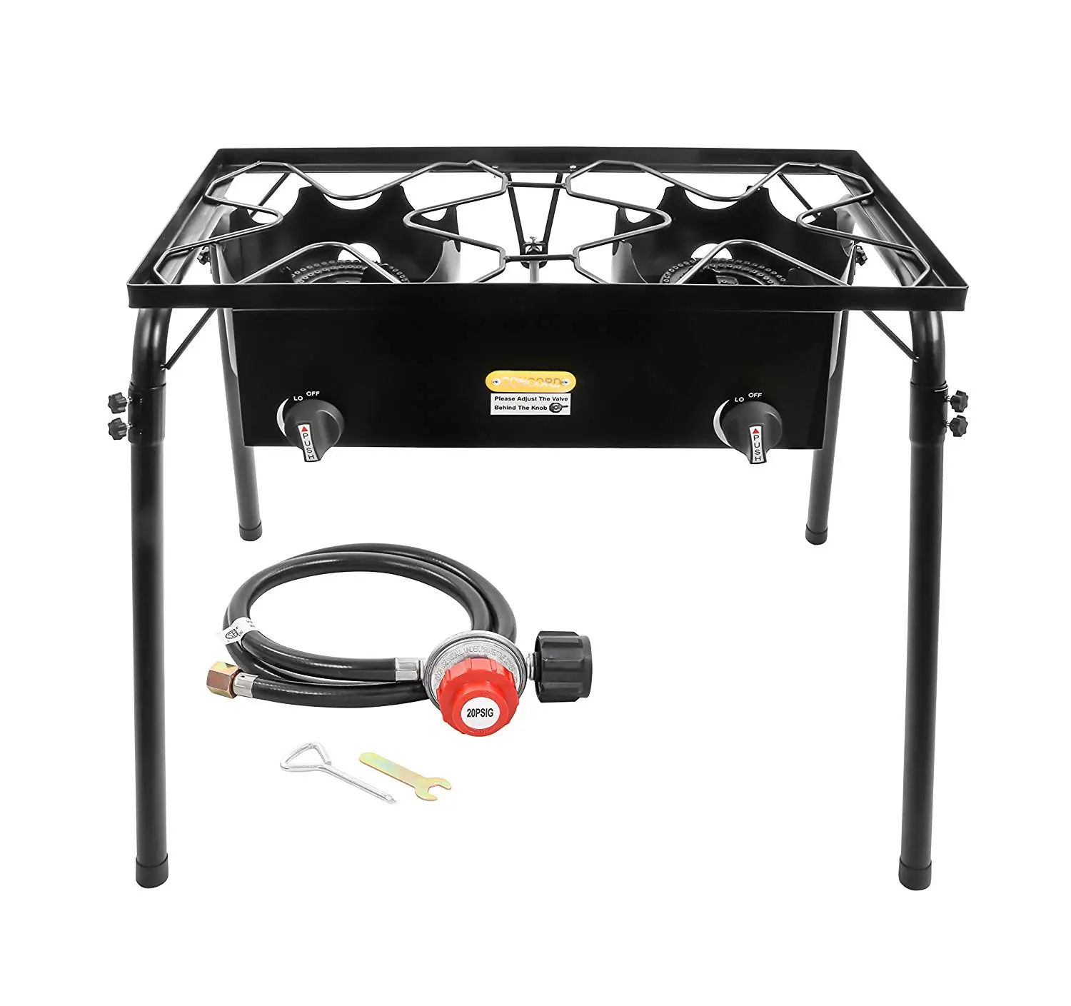 Cast Iron Portable Gas Stove 2 Burners High Pressure for Outdoor Party Food Stall Gifts Store