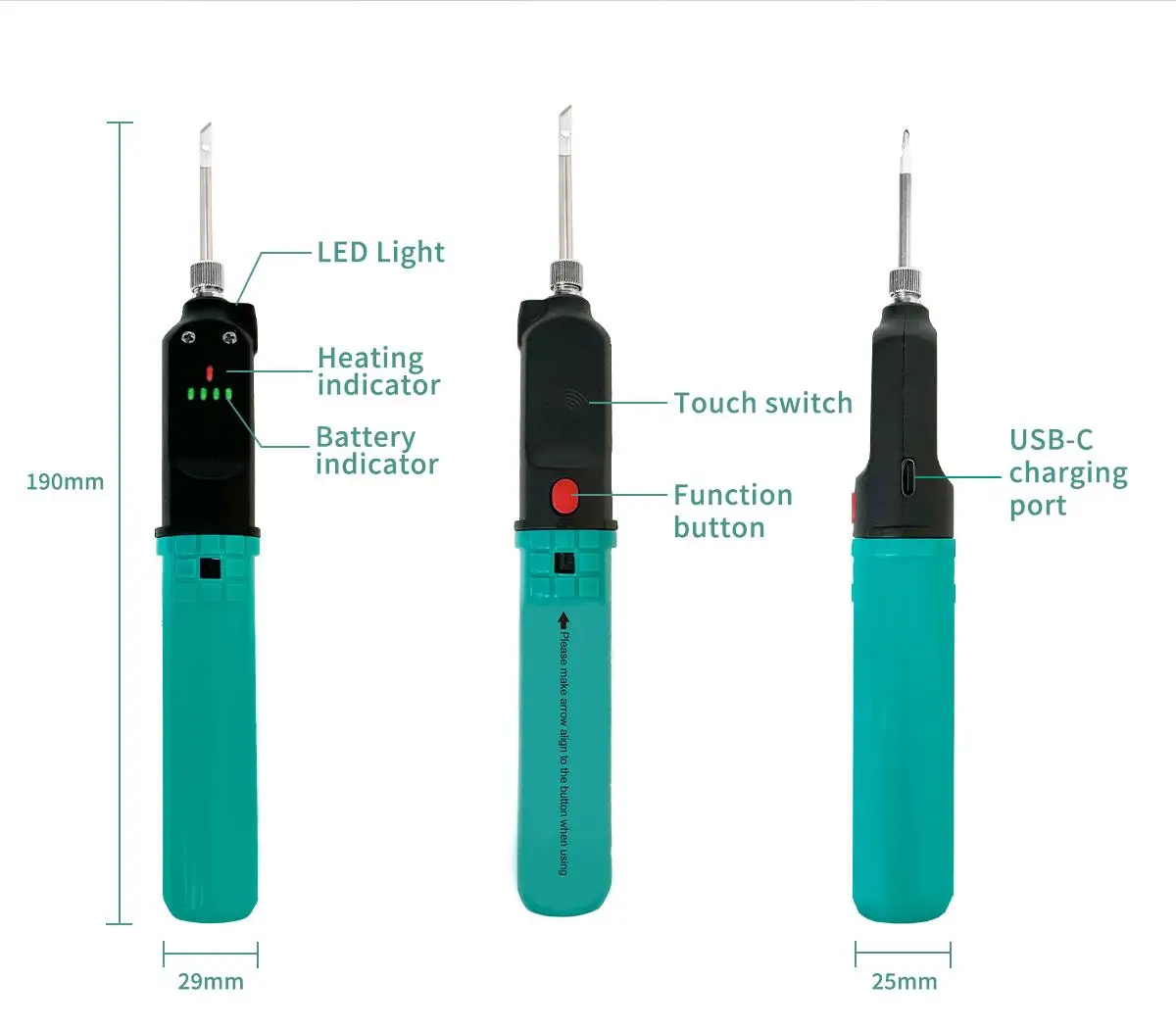 weight 85g 12w 500 degrees 3.7v 2200mAh with led light SI-B165 proskit Cordless Soldering Iron for Consumer electronics repair