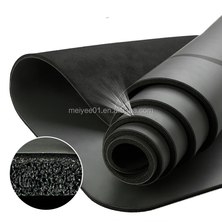 Экологически чистый Противоскользящий коврик для йоги из полиуретана с принтом логотипа на заказ, черный Коврик для йоги для тренажерного зала и фитнеса, коврик для йоги из натурального каучука