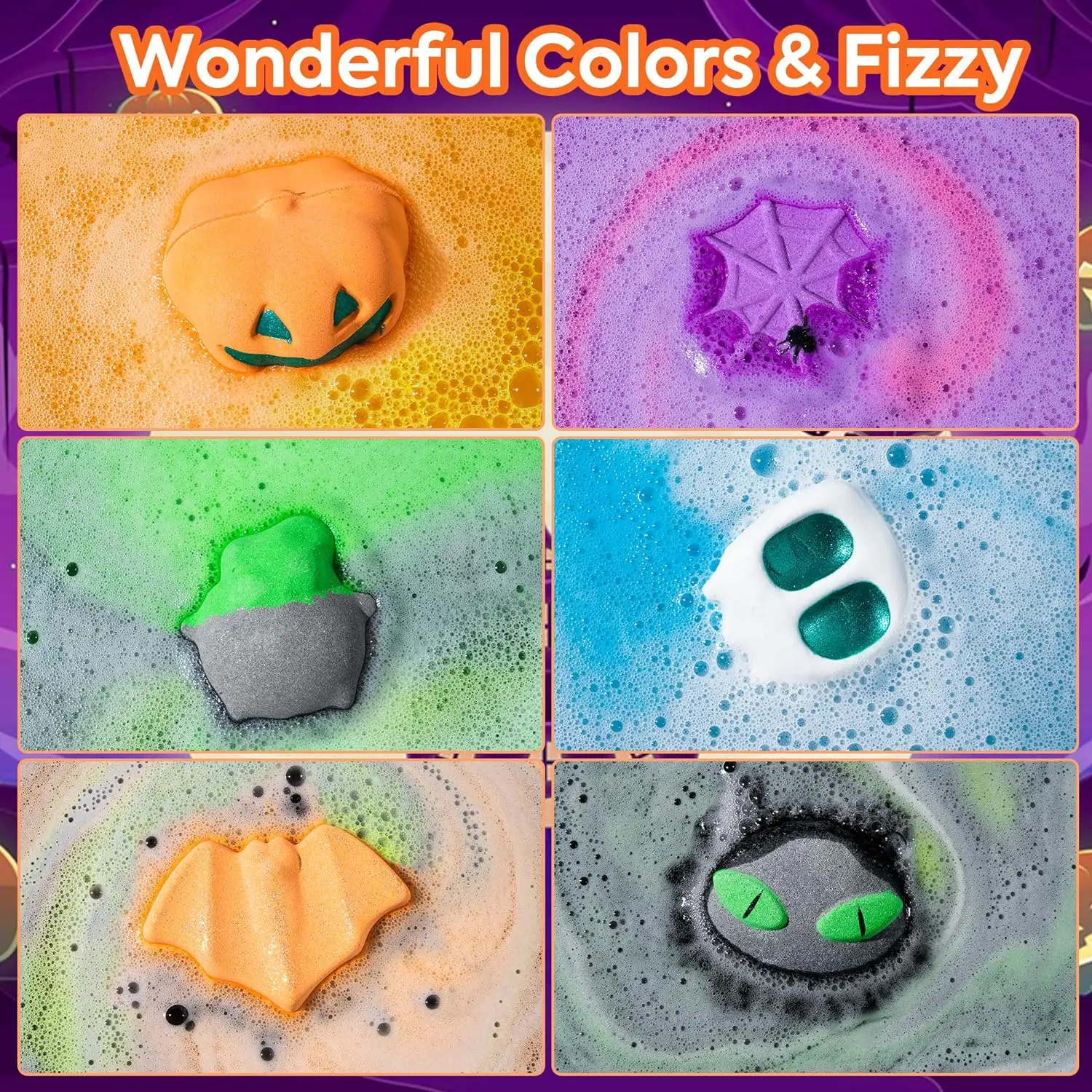 Halloween Bath Bombs for Women and Kids, Handmade Organic Bath Bombs Gift Set, Natural Bubble Bath with Spooky Bath Bombs