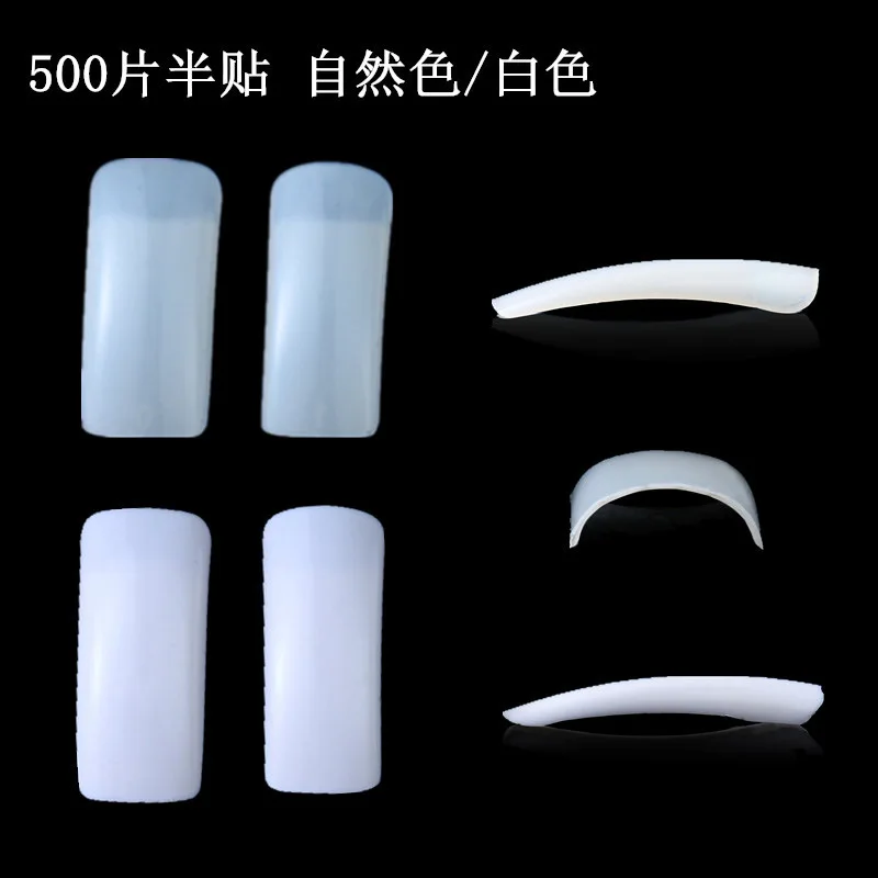 500pcs/Box Artificial Half Cover Nail Tips Acrylic Transparent Nail Capsules French Manicure False Nails