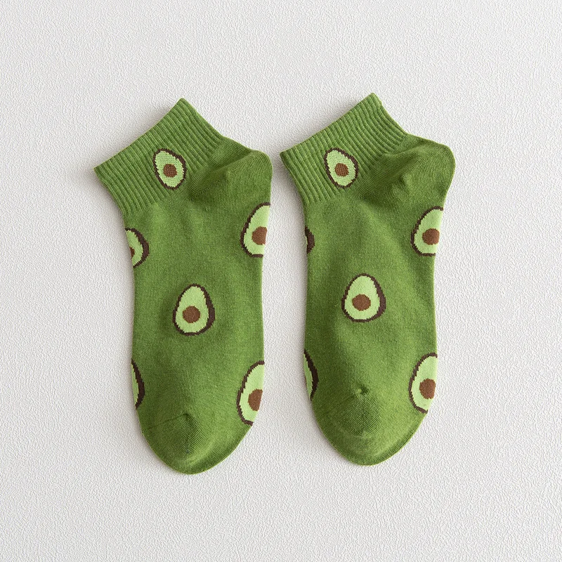 Hot Sale Comfortable Socks With Avocado Cartoon Fruit Mint Low Cut Socks