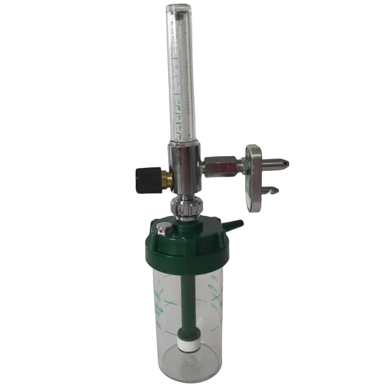 Medical Wall Mounted Oxygen Flow Meter With Chemetron  Adapter And Humidifier Bottle