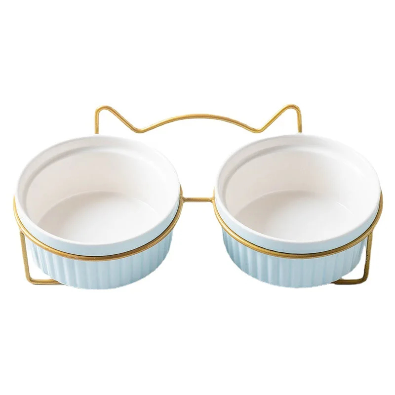 Оптовая продажа керамических домашних животных повышенной складной милый большой дизайнер Собака Щенок миски двойной для кошек Регулируемая Собака Кошка керамическая миска