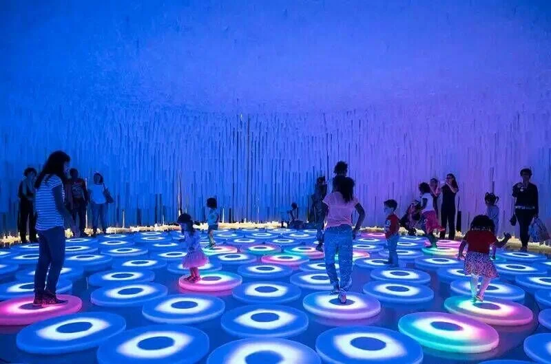 Interactive Round LED Dance Floor Pressure Sensor Game Tiles Circle Light Up Stage Luminous For Disco DJ