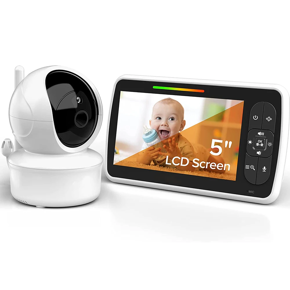 5 inch Video Color Camera High Resolution Baby Nanny Security Camera Night Vision Temperature Monitoring Baby Pet Monitor