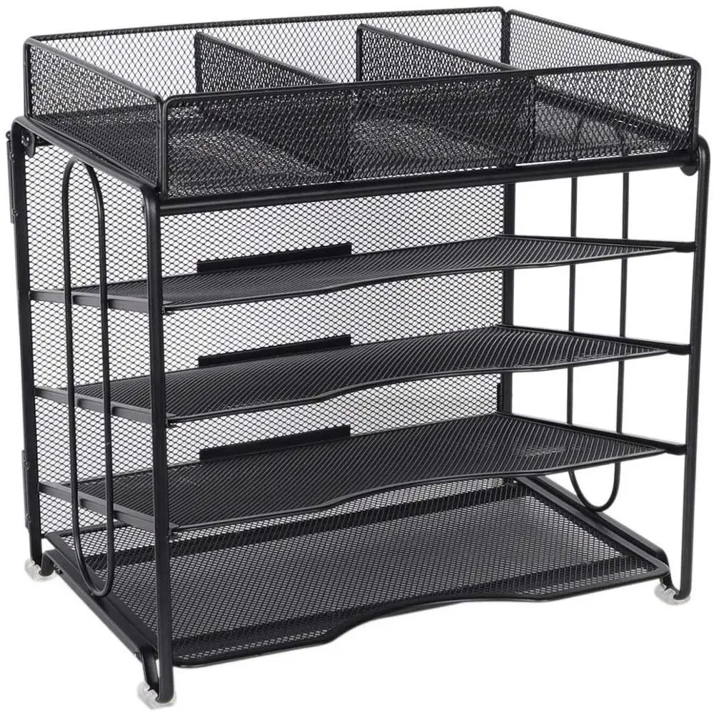 Wholesale Document Magazine File Holder Office Desktop  Metal Iron Desk Organizer 3 Compartments Accessories Drawer Organizer