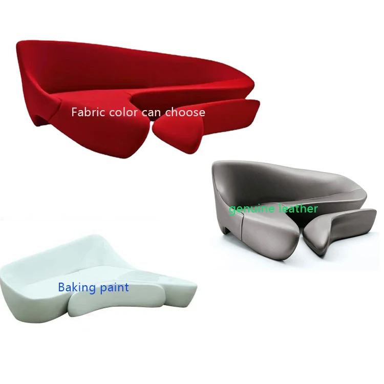 Fiberglass moon sofa, fabric genuine leather paint support customization