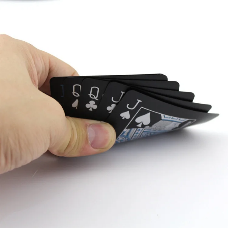 Washable Black PVC Poker Waterproof Custom Plastic Playing Cards With Carton Packaging