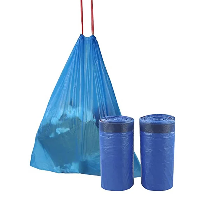 China manufacture wholesale custom HDPE/LDPE plastic garbage bags drawstring trash bags with drawstring