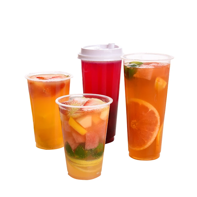 95MM caliber 12oz 15oz 16oz 20oz 24oz Take away Non-taxic disposable plastic cup bubble tea milk juice cold drinking cup