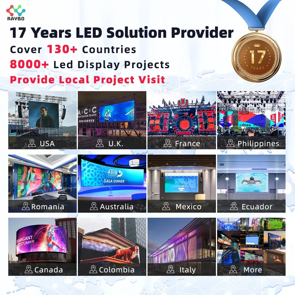 RAYBO High Performance LED Video Wall Screen Advertising Small Pixel Pitch P1.5 P1.9 P2.6 P2.9 P3.9 Ultra Thin Indoor LED Screen