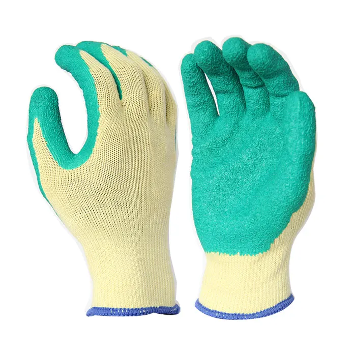 Cheap Rubber Palm Scaffolding and Builders Work Gloves, Polycotton Latex Grip Gloves