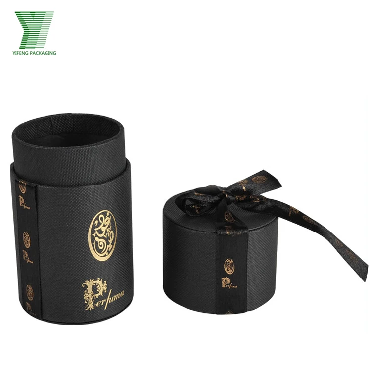 Biodegradable material specialty paper custom luxury cosmetic essential oil cylinder packing round perfume box