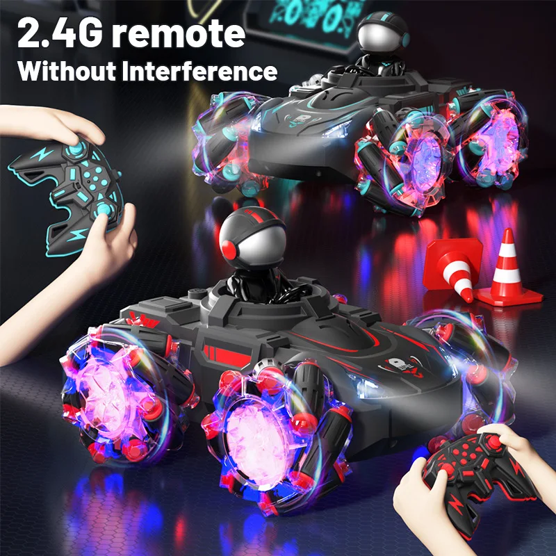 AiJH 2.4GHZ Color HD Projector RC Car Twisting Stunt Light Music Drift Rc Auto 360 Degree Rotation RC Racing Cars