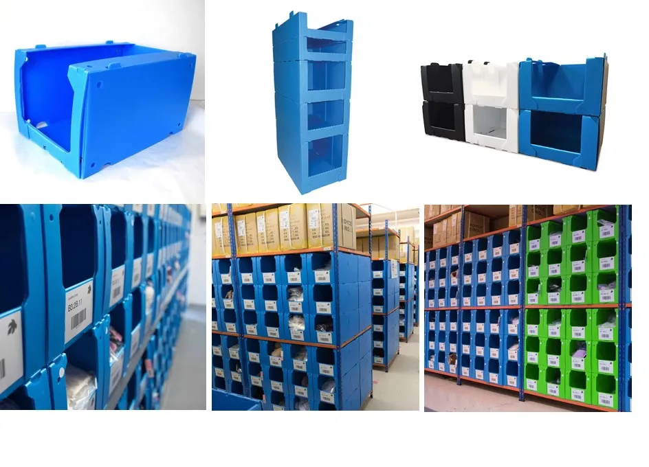 Hot Sale Foldable Correx Corflute Coroplast PP Corrugated Plastic Warehouse Clothes Storage Boxes, Stackable Pick Bins