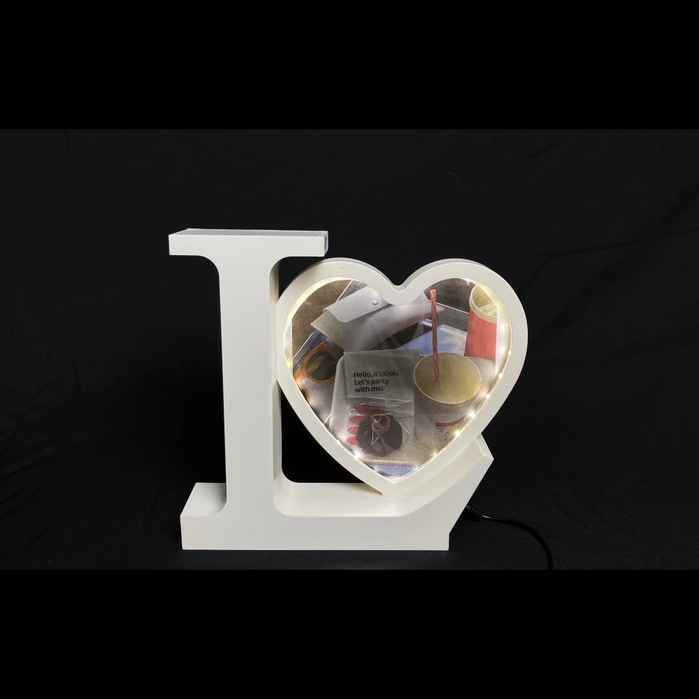 Зеркальная фоторамка в форме сердца, светодиодное косметическое зеркало, волшебное настольное зеркало для макияжа в подарок