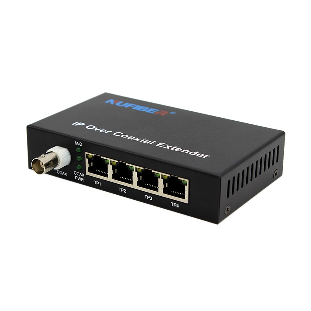 4 LAN and 1 BNC 10/100 Ethernet over Coaxial EOC Extender transmitter 2km IP Ethernet over Coaxial Extender