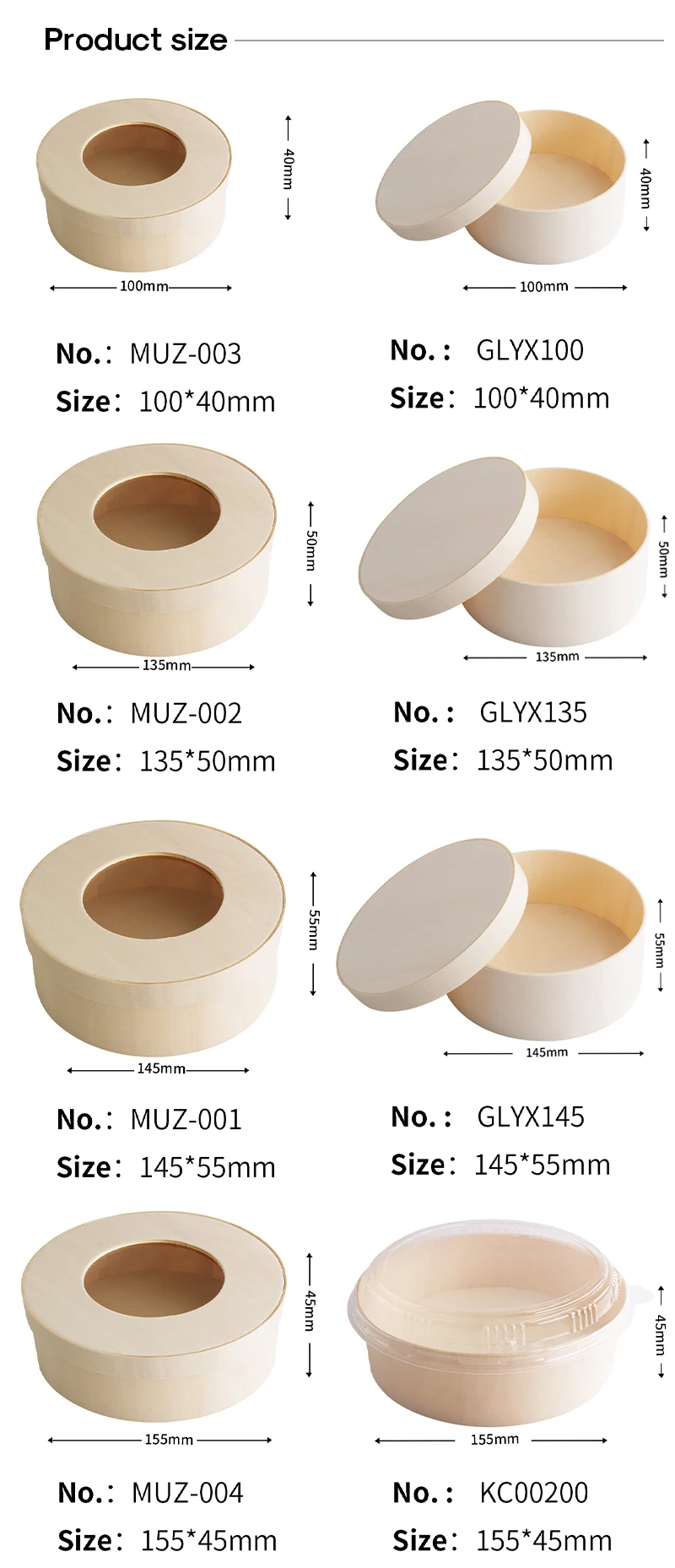 Cheap Custom Wooden Round Salad Lunch Bento Bakery Food Container Packaging Cake Veneer Cheese Charcuterie Board Gift Box