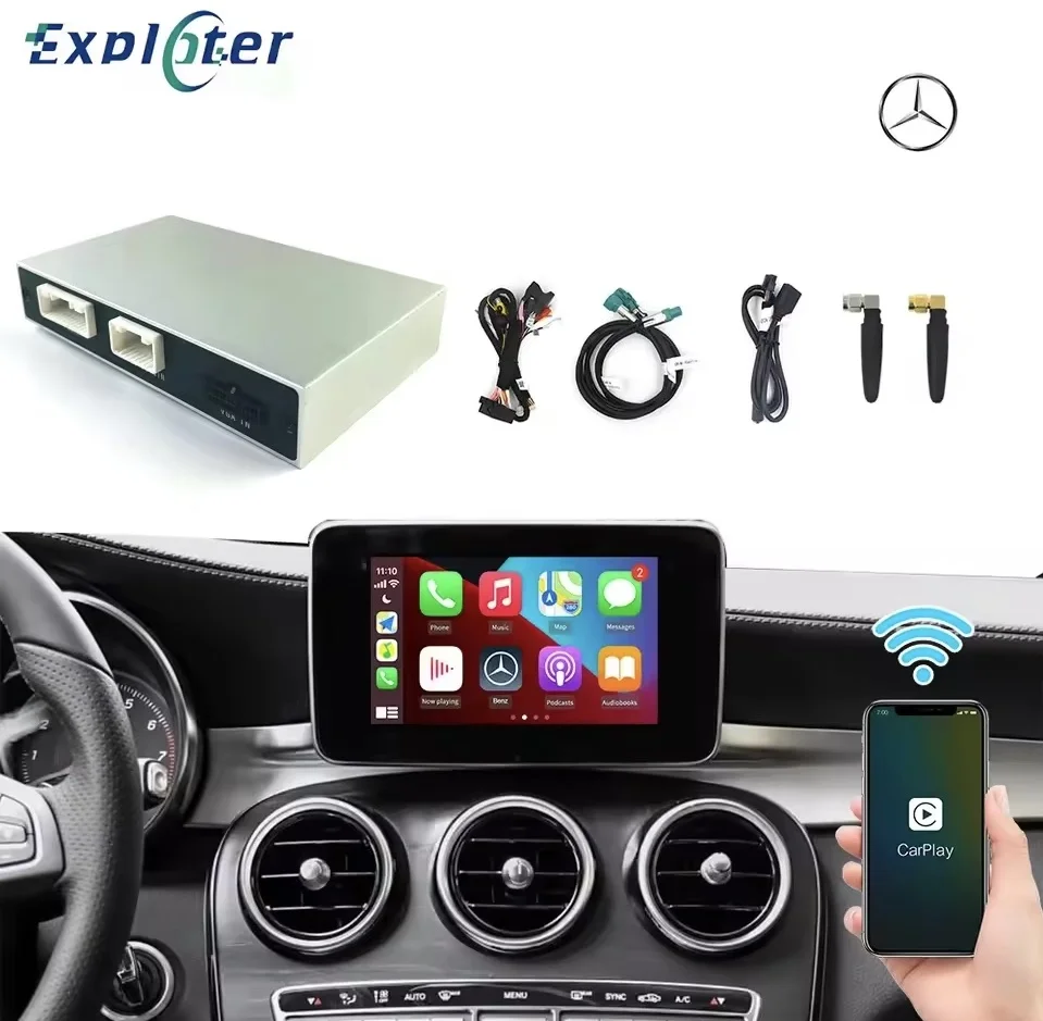 Exploter Car decoder retrofit kit wireless Carplay For Benz S  Ntg5.0 W205 W176 Aftermarket add On Carplay Android Auto APP Box