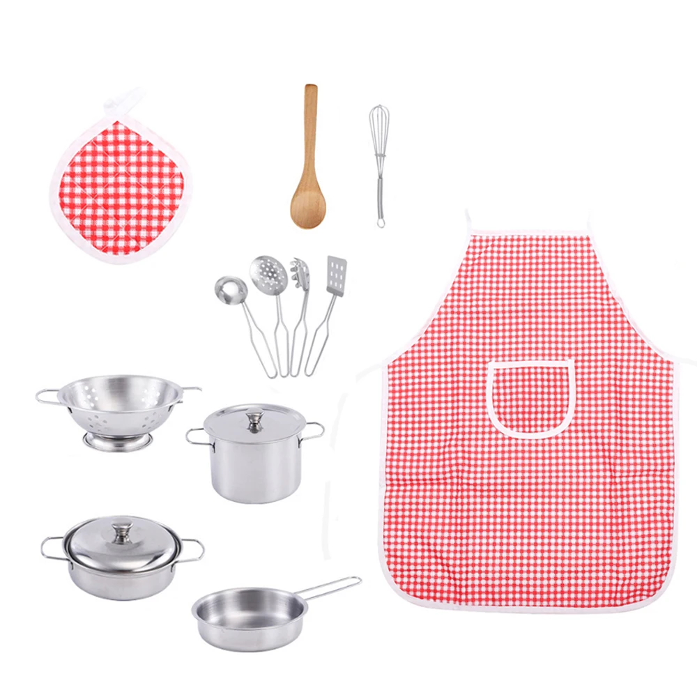 Manufacture set kitchen cookware children kitchen iron pot sets cooking game with BACI