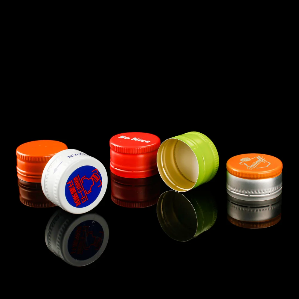 28mm 38mm  ROPP Custom Logo Color Aluminum Pilfer-Proof Cap for Glass Juice Wine Water Syrup Beverage