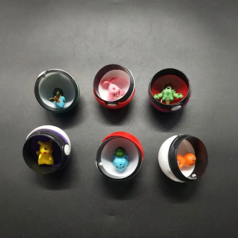 Popular Hot-sale Wholesale Capsule Toys 5cm Plastic PokeBall With inside Cartoon Figure Doll Pocket Monster Game Ball for Kids