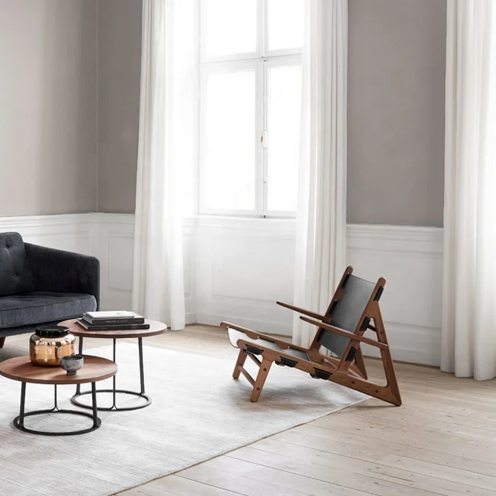 Mid Century Danish Design Spanish Living Room Hotel Furniture OAK Lounge Chair Handmade Saddle Genuine Leather Hunting Chair