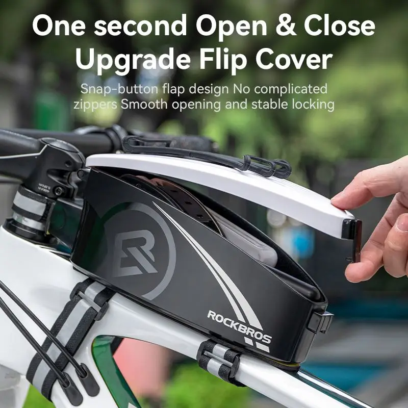 Free Sample  ROCKBROS Bicycle Front Tube Bag With Hook Tool PVC Box Waterproof Phone Holder Bags