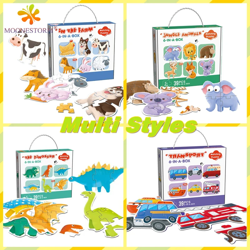 6 in 1 Educational Jigsaw Puzzles Montessori Puzzle Games 39 Pieces Multi Themes Floor Puzzle for Toddlers