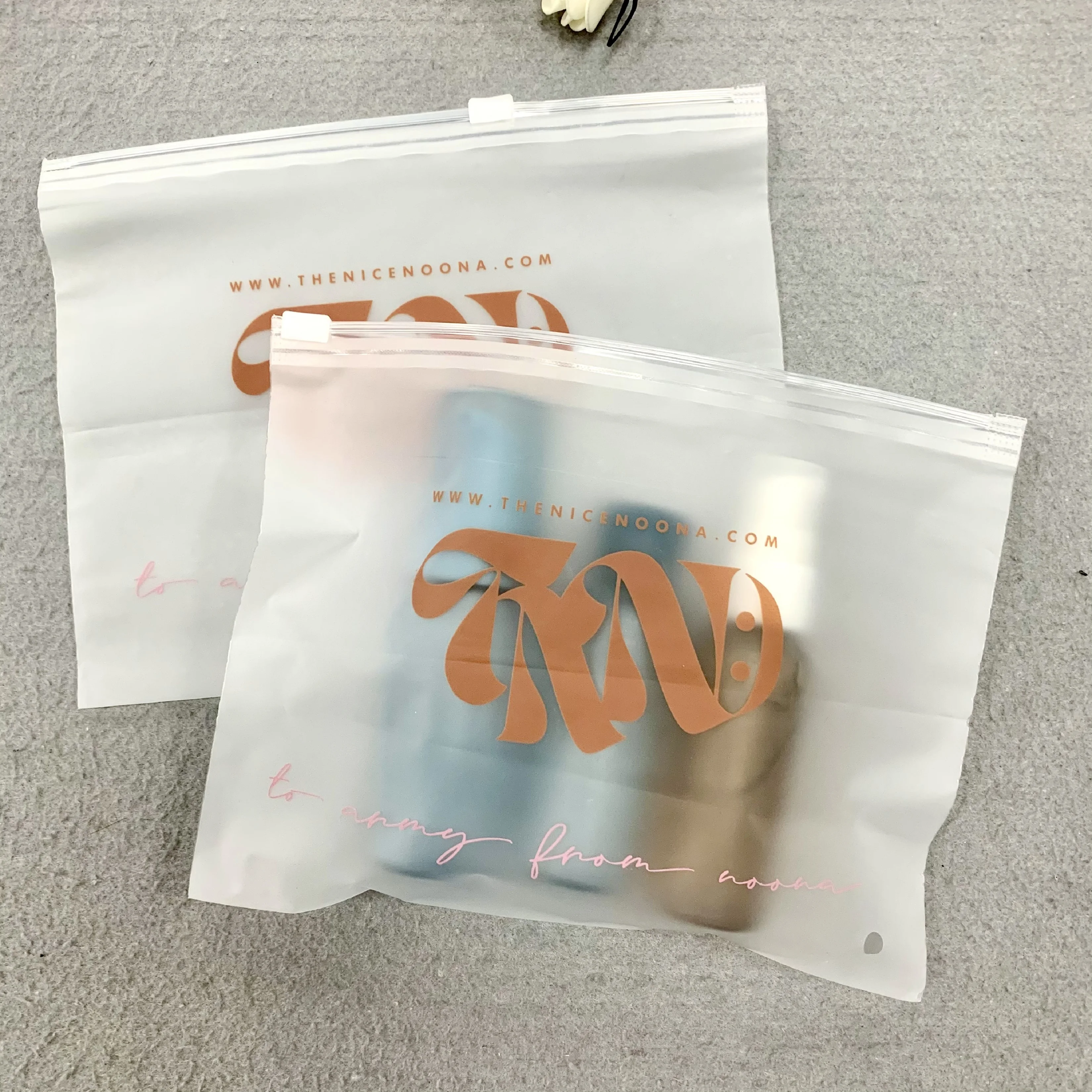 LMJ Custom Logo Pouches Frosted Printed Ziplock For Clothes Package Eva Cosmetic Packaging Bag Customized Plastic Zipper Bags