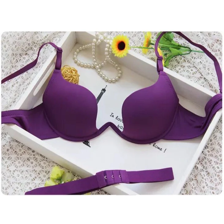 Dropshipping Girls Fashion Simple Solid Color Push up Wireless T-shirt Bra Comfort Women Seamless Bra