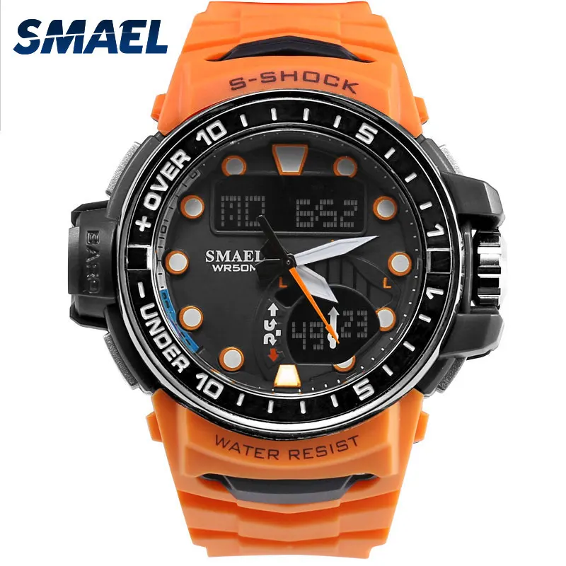 
SMAEL 1626 plastic dual time 50M waterproof smart watch automatic watch 