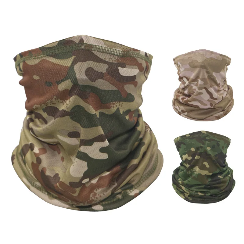 Wholesale Custom Quick Dry Ventilate Moisture Proof Comfortable Stretchy Mesh Cloth Cycling Neck Gaiter Camouflage Bandanas
