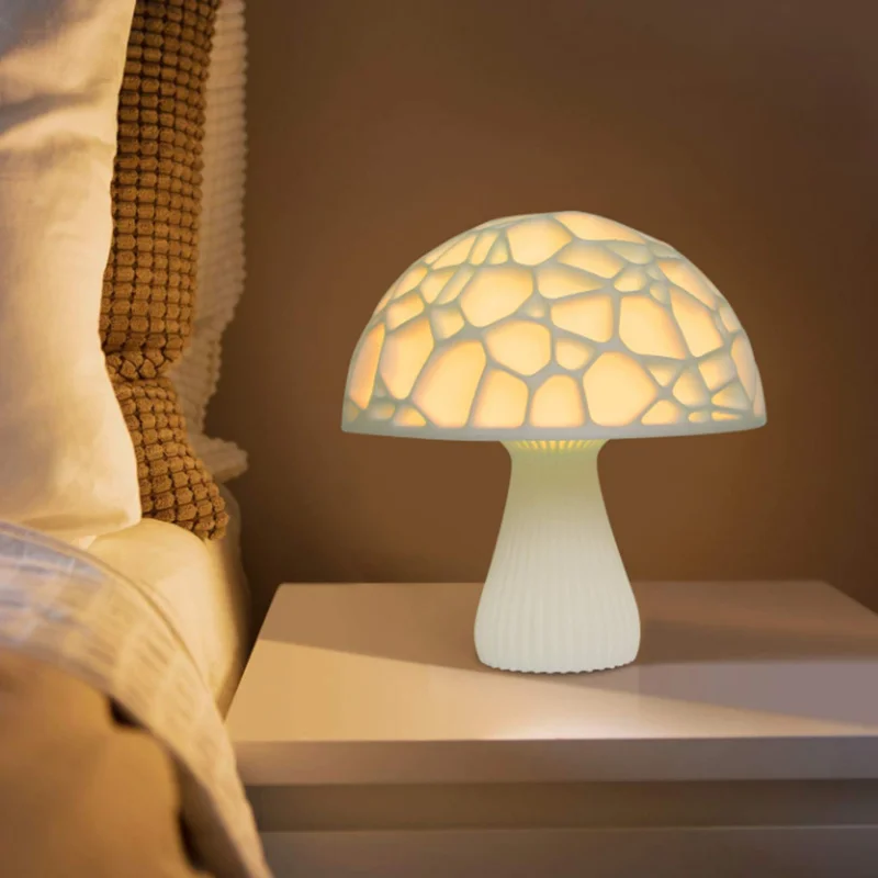 Lonvis Novelty Night Light EU Plug Induction Dream Cool Mushroom Fungus Production Touch Pink Small Mushroom Lamp Rechargeable
