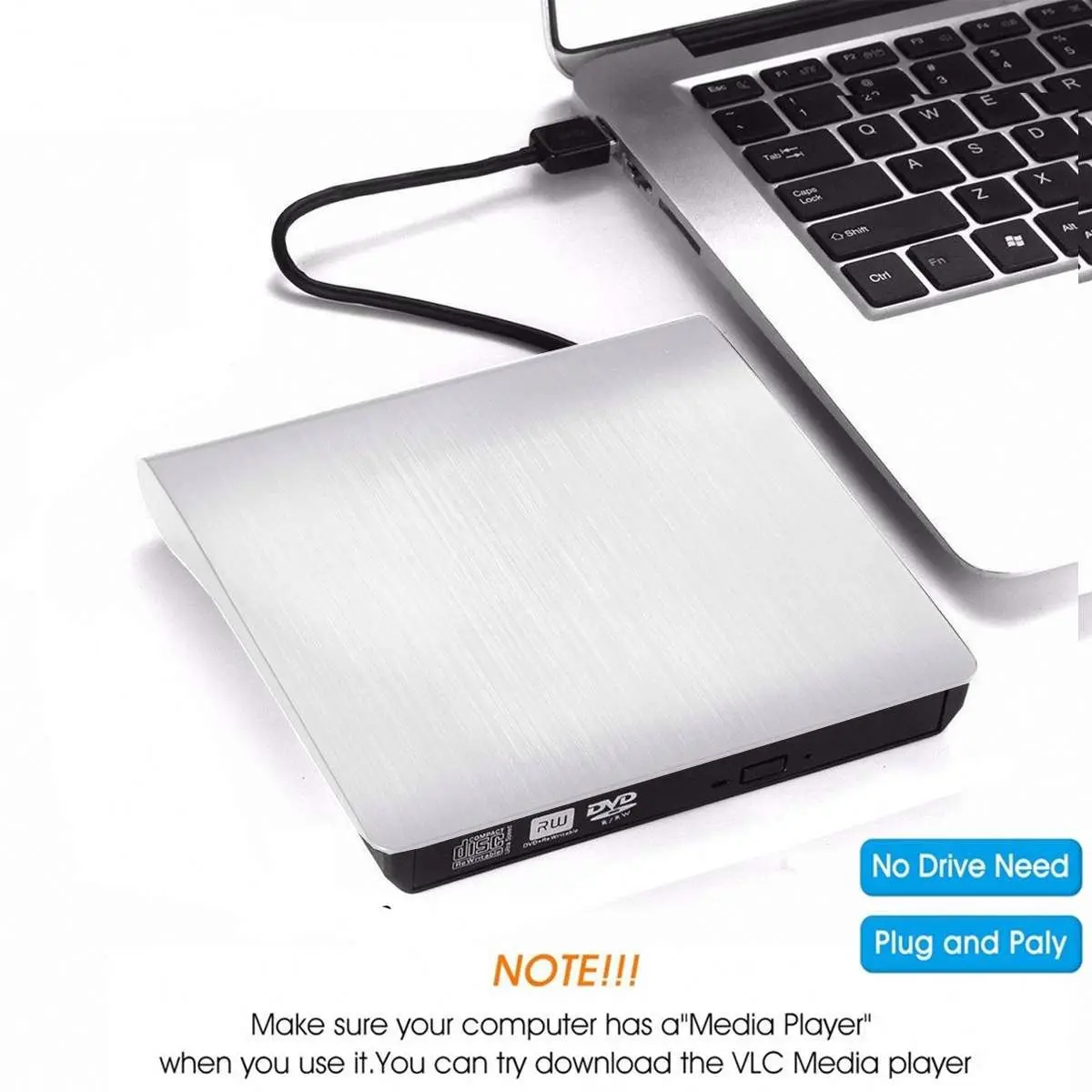 External DVD Drive USB 3.0 Portable CD DVD RW Drive Writer Burner Optical Player Compatible For Windows 10 Laptop Desktop iMacs