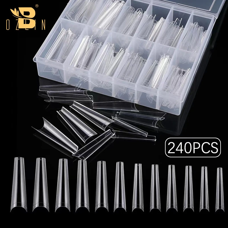 Nail Art Tools 240 PCS Artificial False Tips Half Cover French XXXL