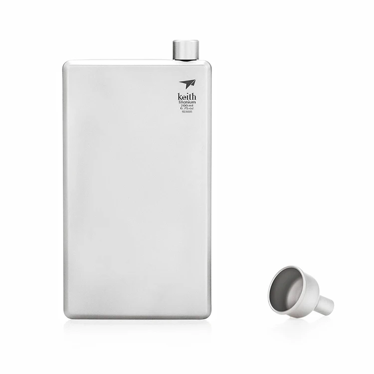 Factory Customized Titanium Ultralight Hip Flask Unique Square Personalized Flask Camping Drinkware Accessories