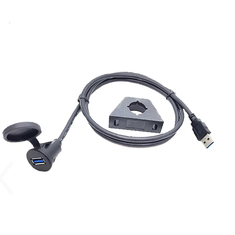 Small Usb 3.0 Male To Female Aux Flush Panel Mount Extension Waterproof cover Cable For Car Truck Boat Motorcycle Dashboard