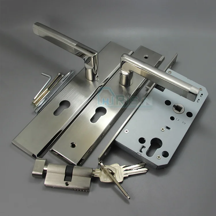 Stainless Steel 201 Bathroom Door Handle Lock with Plate