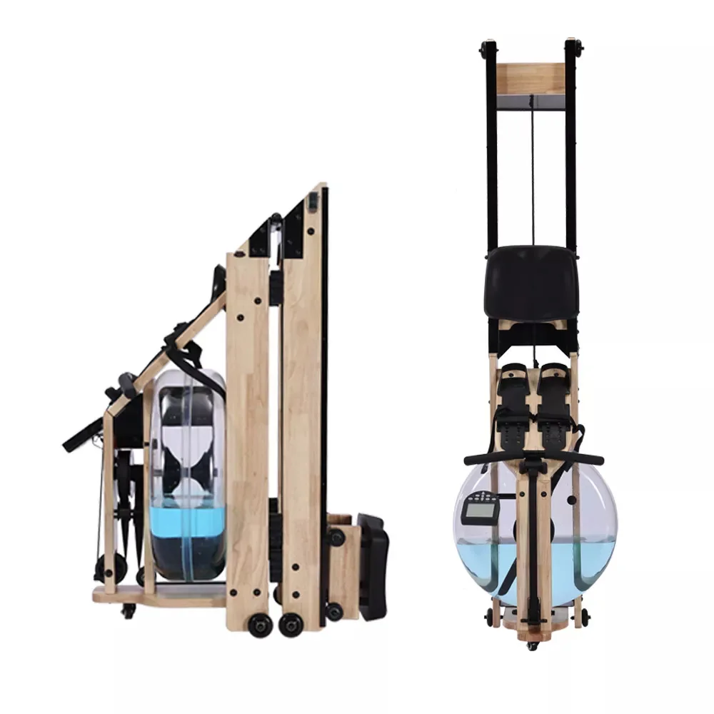 LDH functional  strength rower fitness equipment foldable wooden water resistance rowing machine body row exercise machine