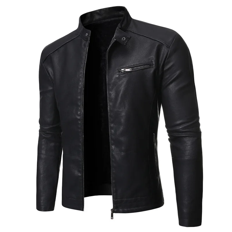 AIQI Custom High Quality Vintage washed Motorcycle Leather Jacket for Men Stand Collar Embroidered Logo Autumn Fashion