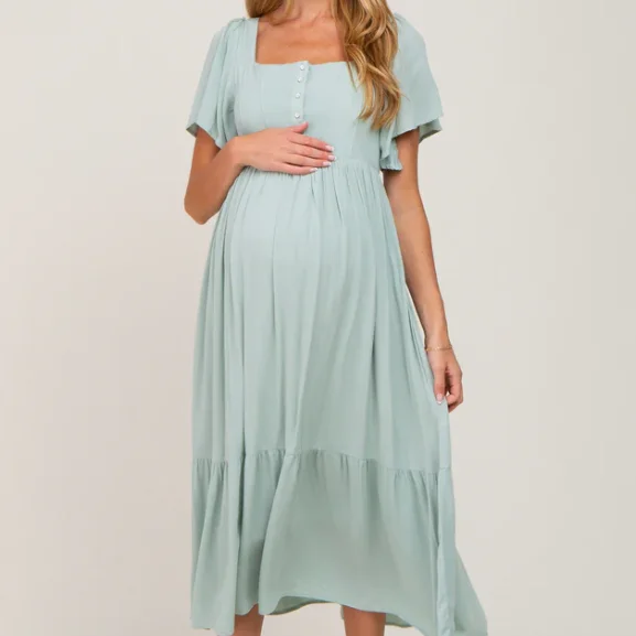 2022 wholesale maternity clothes button front breastfeeding dress for midi breastfeeding clothes