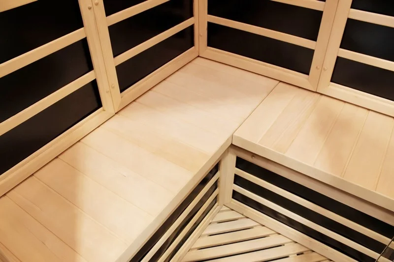 2 People Hemlock Corner Sauna Box Infrared Carbon Heater Wooden Sauna