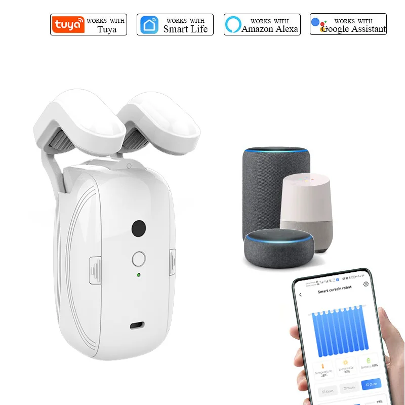 Home Automatic Tuya Smart Roma Pole/T/U Track  3 in 1 Curtain Robot Motor Work with  Alexa/Google Assistance  PST-LY-BT-1