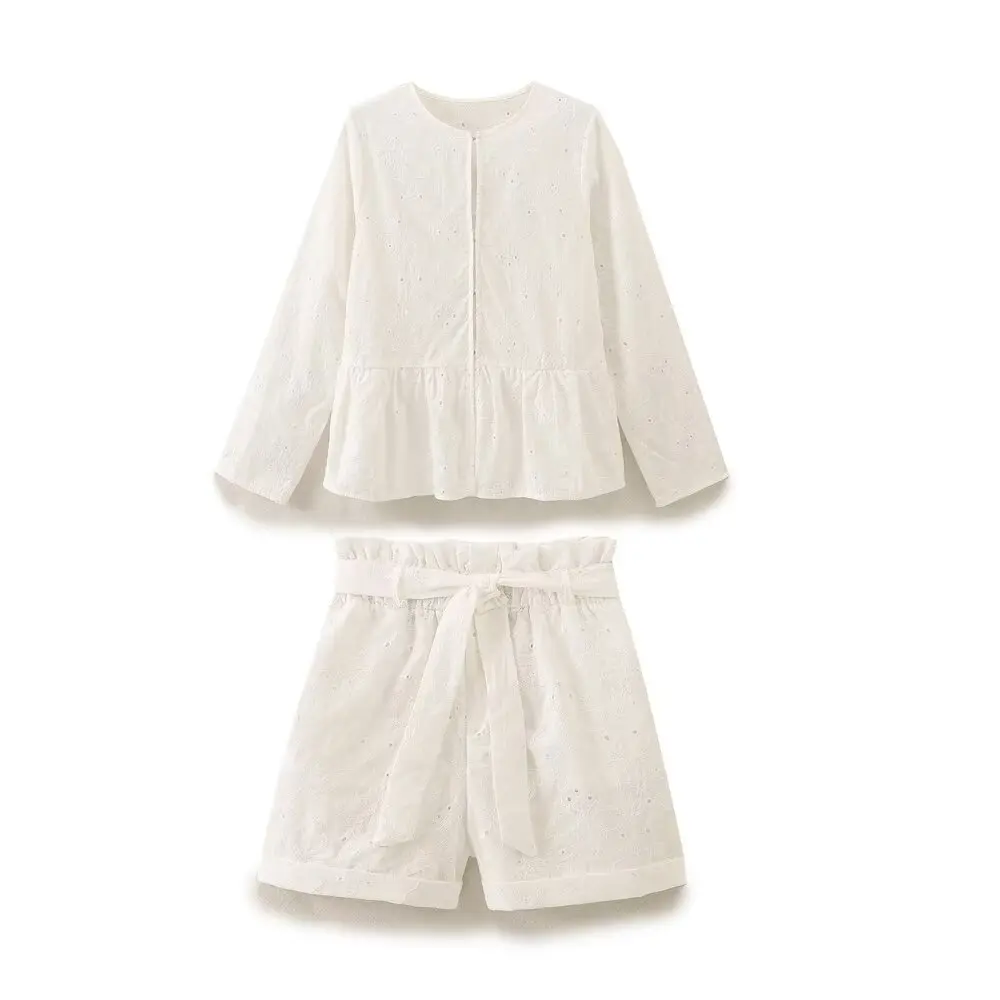 PB & ZA женские 2024 новые модные короткие блузки на шнуровке винтажные рубашки с длинным рукавом шикарные топы