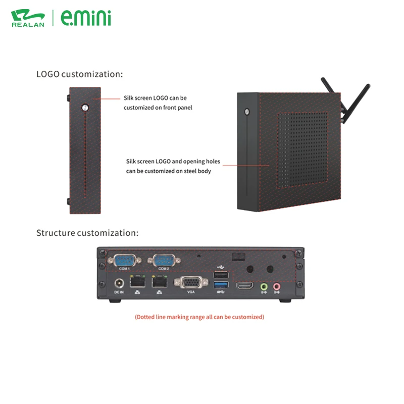 OEM Celeron J1900 Quad Core 2 Ethernet Customized Low Power Thin Mini PC