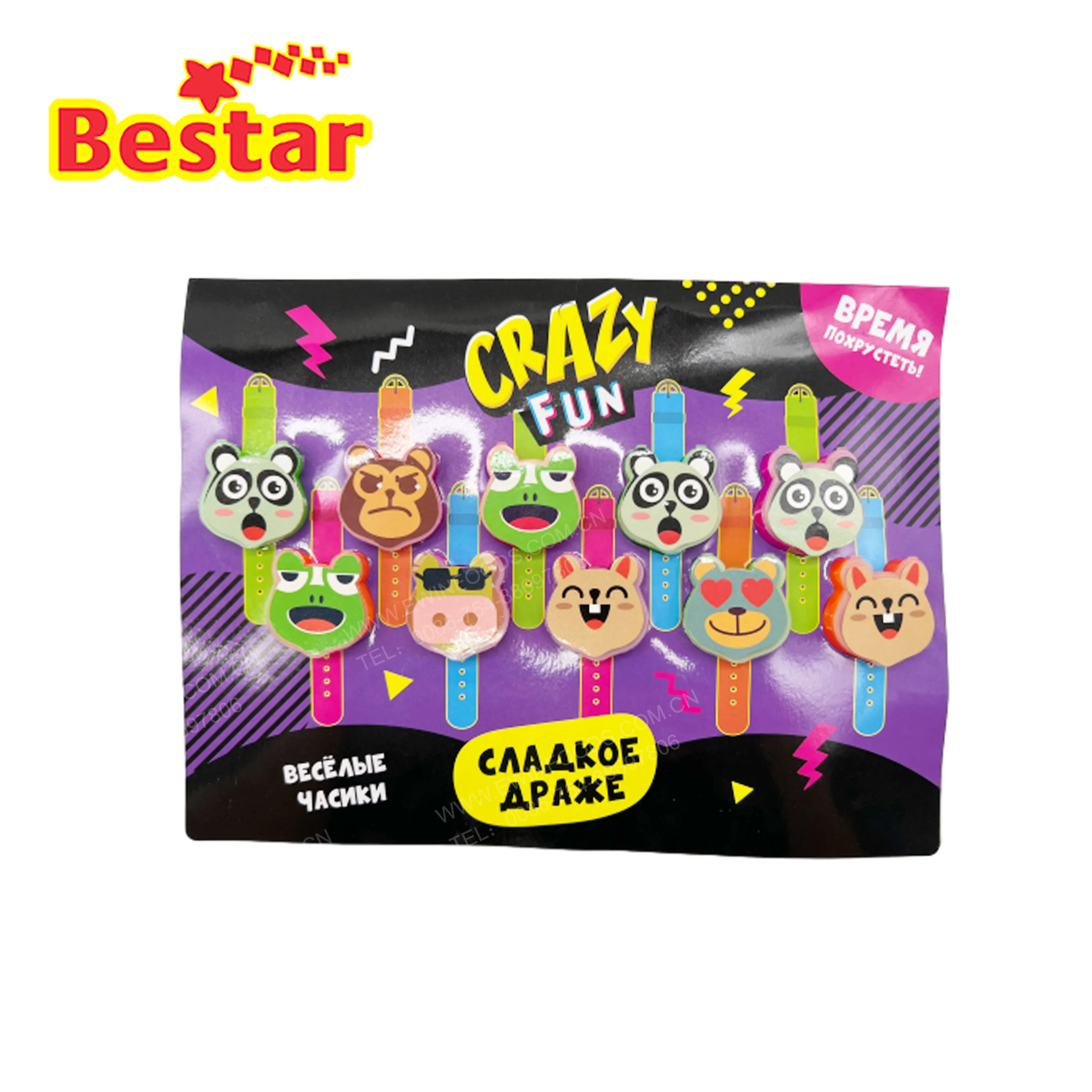 OEM Candy manufacturer snack Custom Cartoon Watch Toy With Compress Hard Candy for kids
