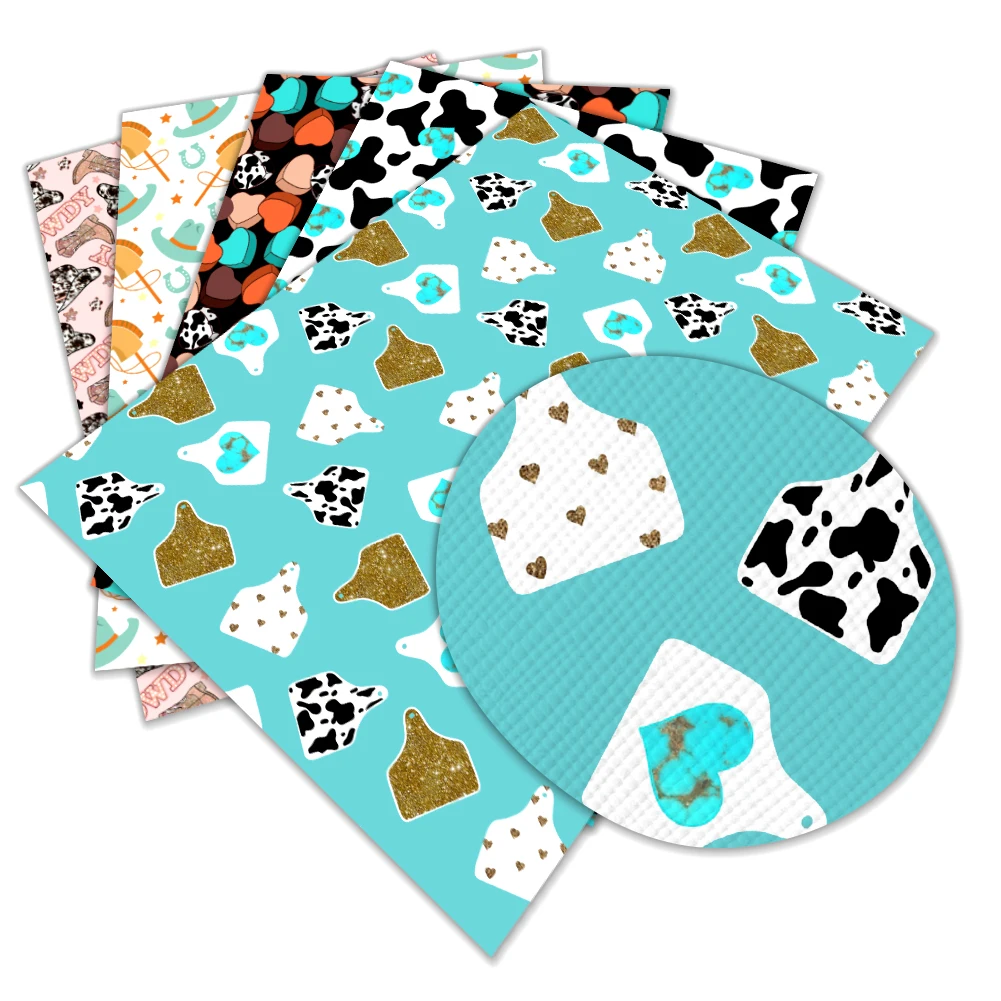 30*136 cm Western cowboy Printed Faux Synthetic Leather Sheet in Crafts for Bows DIY Handmade Materials